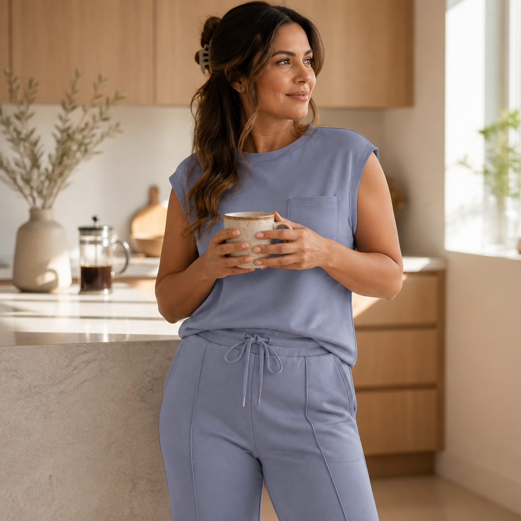 Mirelle – Müheloses Set aus ärmellosem Oberteil und Hose mit weitem Bein – Lamylie