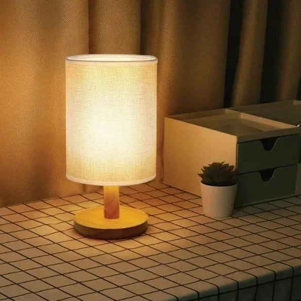Organic Table Lamp Wood & Linen | Dimmable with Remote Control & Touch | 3 Light Colors - Lamylie