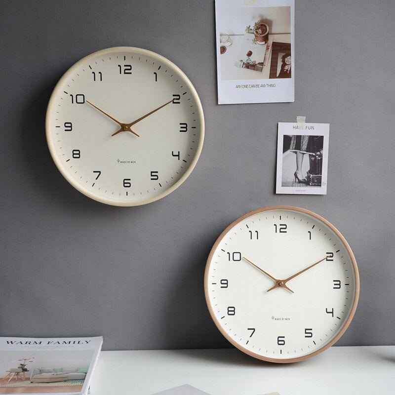 Horloge murale scandinave en bois | Mouvement silencieux · Horloge minimaliste · Touches naturelles pour le salon, la chambre ou le bureau · Lecture de l’heure élégante · Design épuré – Lamylie