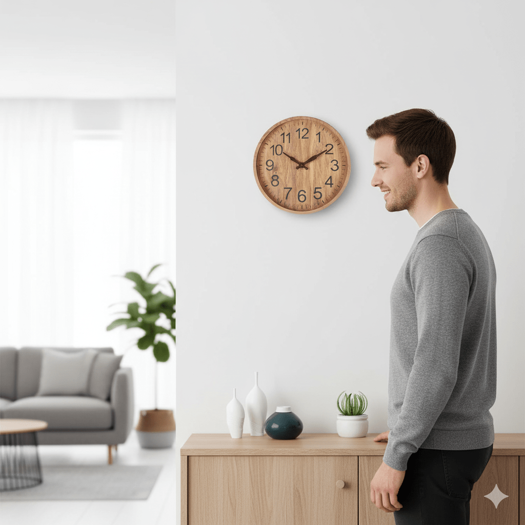 Natürliche Charme-Wanduhr aus Holz – Leises Design – Lamylie