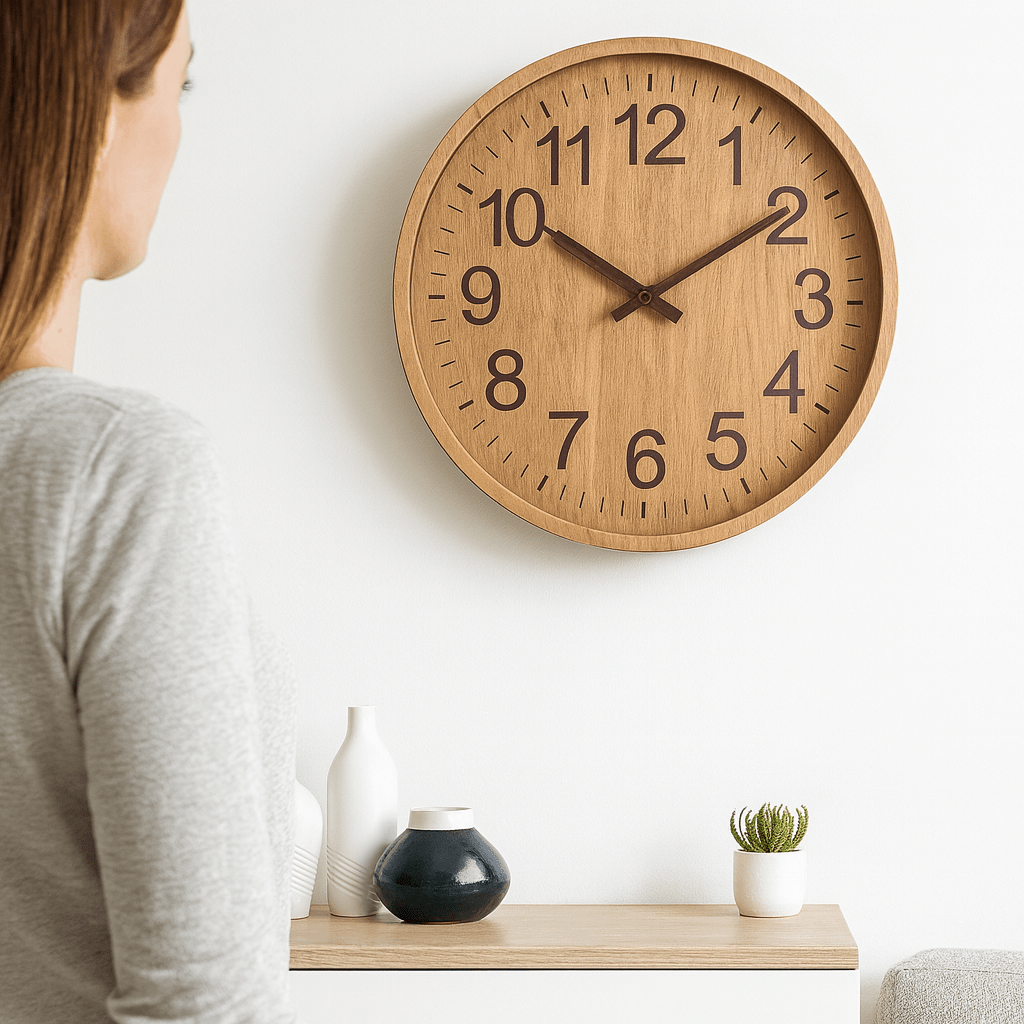Natürliche Charme-Wanduhr aus Holz – Leises Design – Lamylie