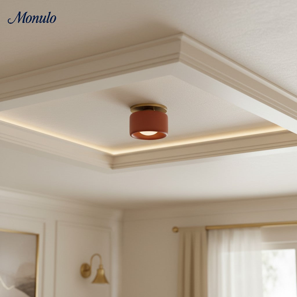 Porcelain Ceiling Lamp with Sleek Mounting | Modern Low Profile Lamp Ceramic Surface Lighting - Lamylie