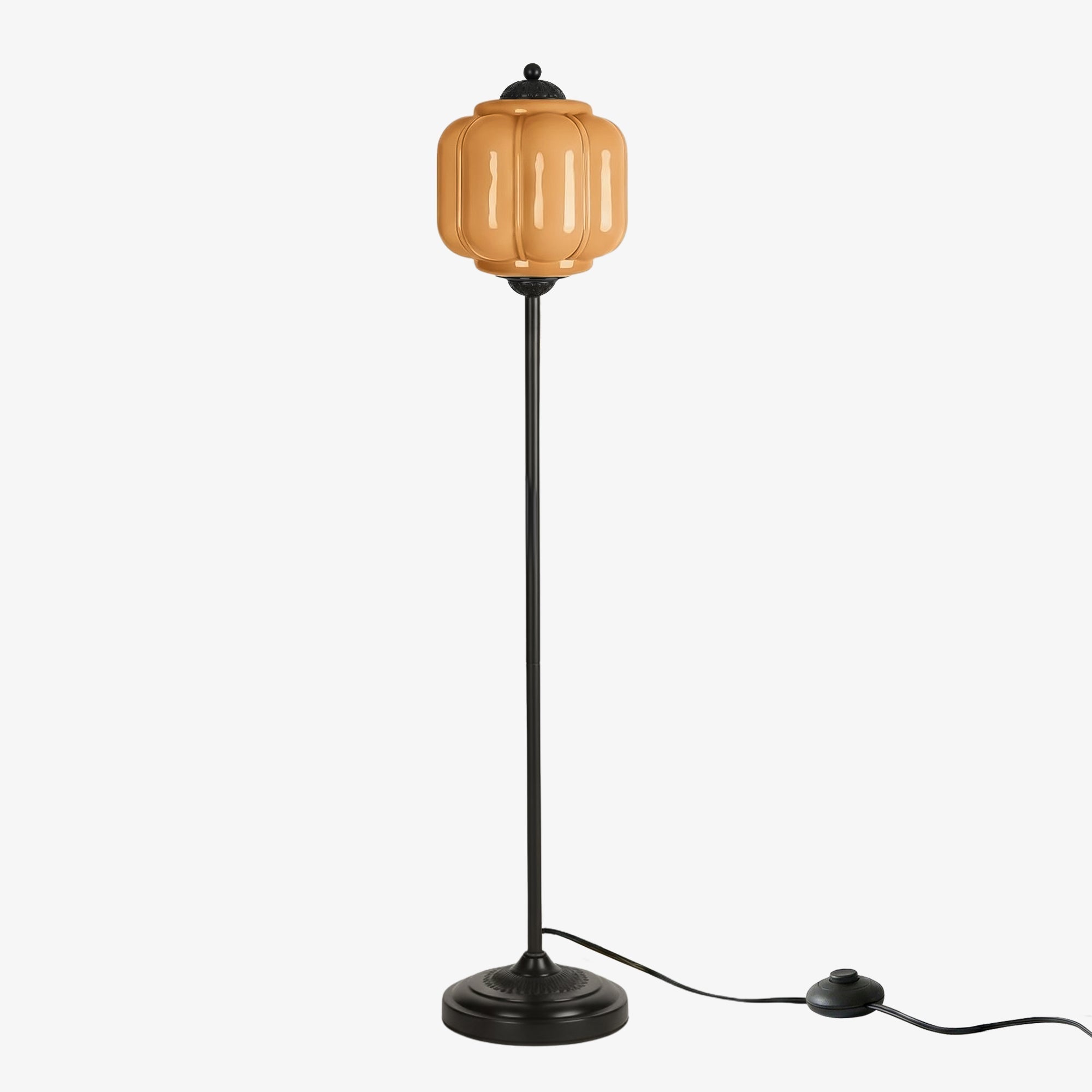 Decorative Glass Pumpkin Floor Lamp Retro Organic Style Living Room Standing Lamp - Lamylie