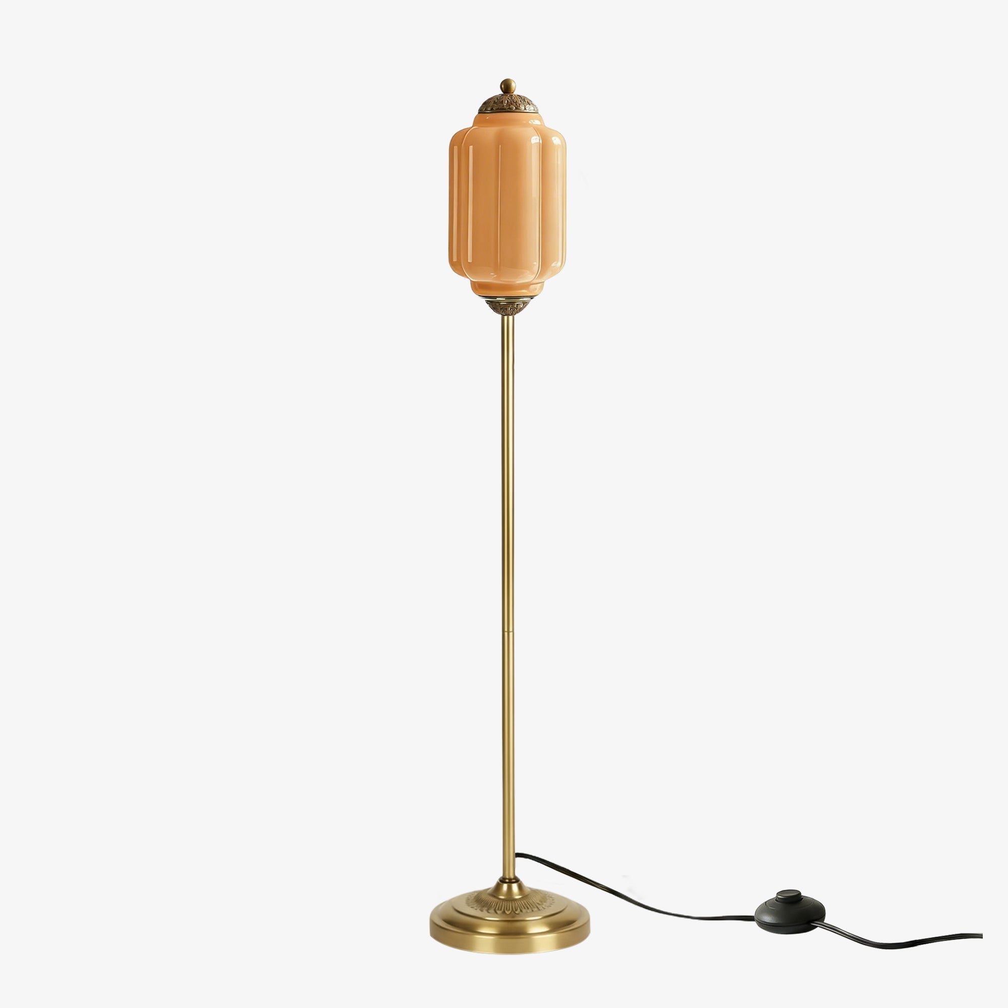 Decorative Glass Pumpkin Floor Lamp Retro Organic Style Living Room Standing Lamp - Lamylie