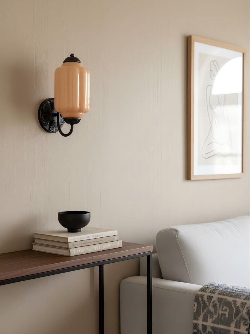 Milk Glass Wall Lamp Eloise for Hall and Bedroom | Vintage Wall Lighting with Milky White Glass - Lamylie
