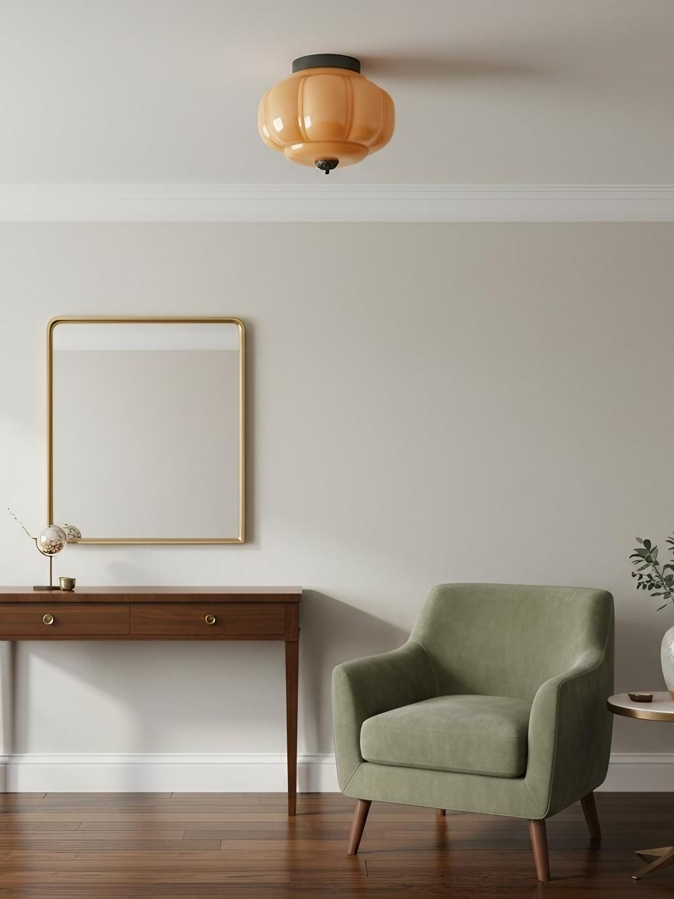 Retro Ceiling Lamp with Milk Glass Shade | Refined Semi-Flush Mount Lighting for Modern Interiors - Lamylie