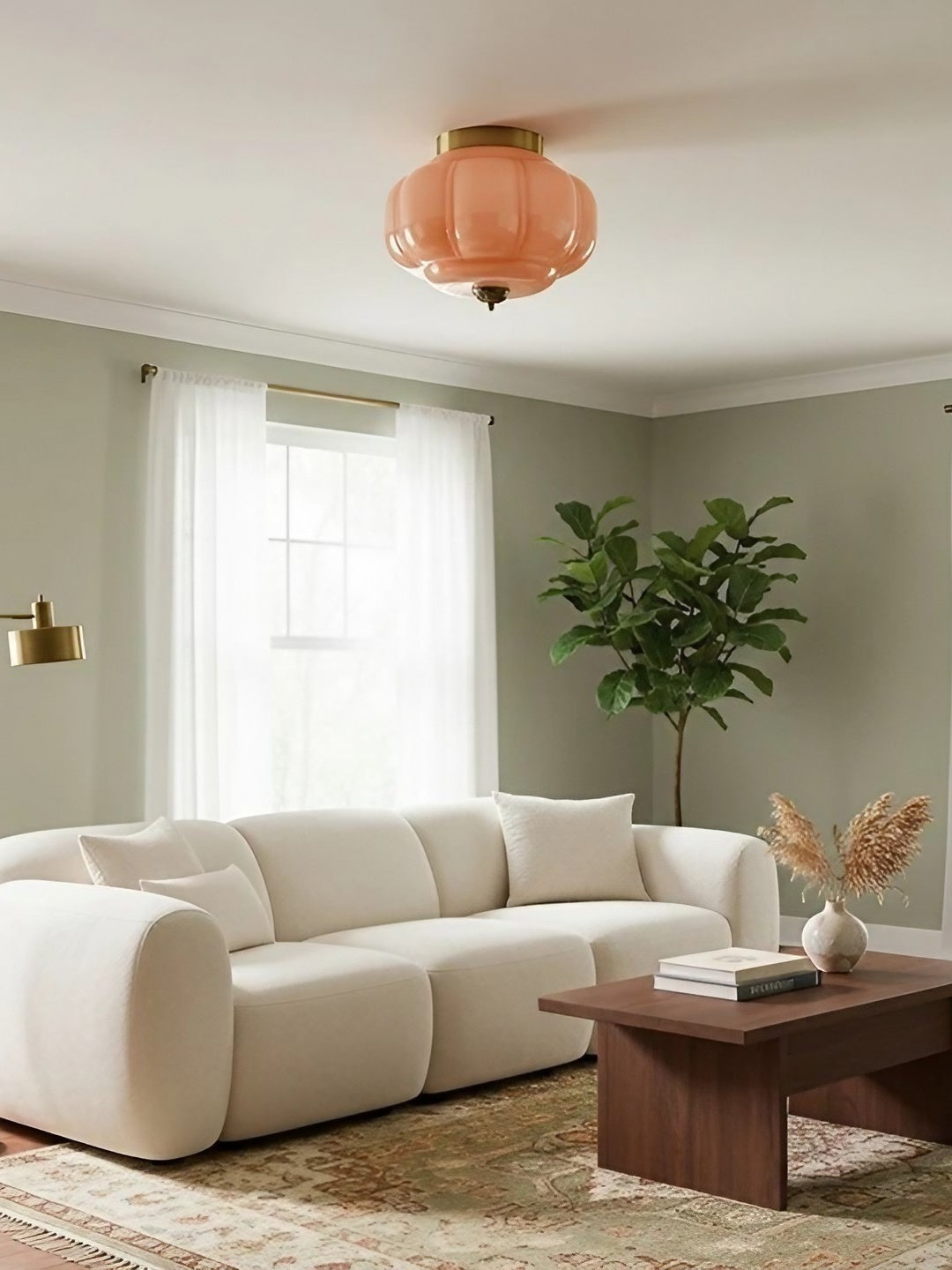 Retro Ceiling Lamp with Milk Glass Shade | Refined Semi-Flush Mount Lighting for Modern Interiors - Lamylie
