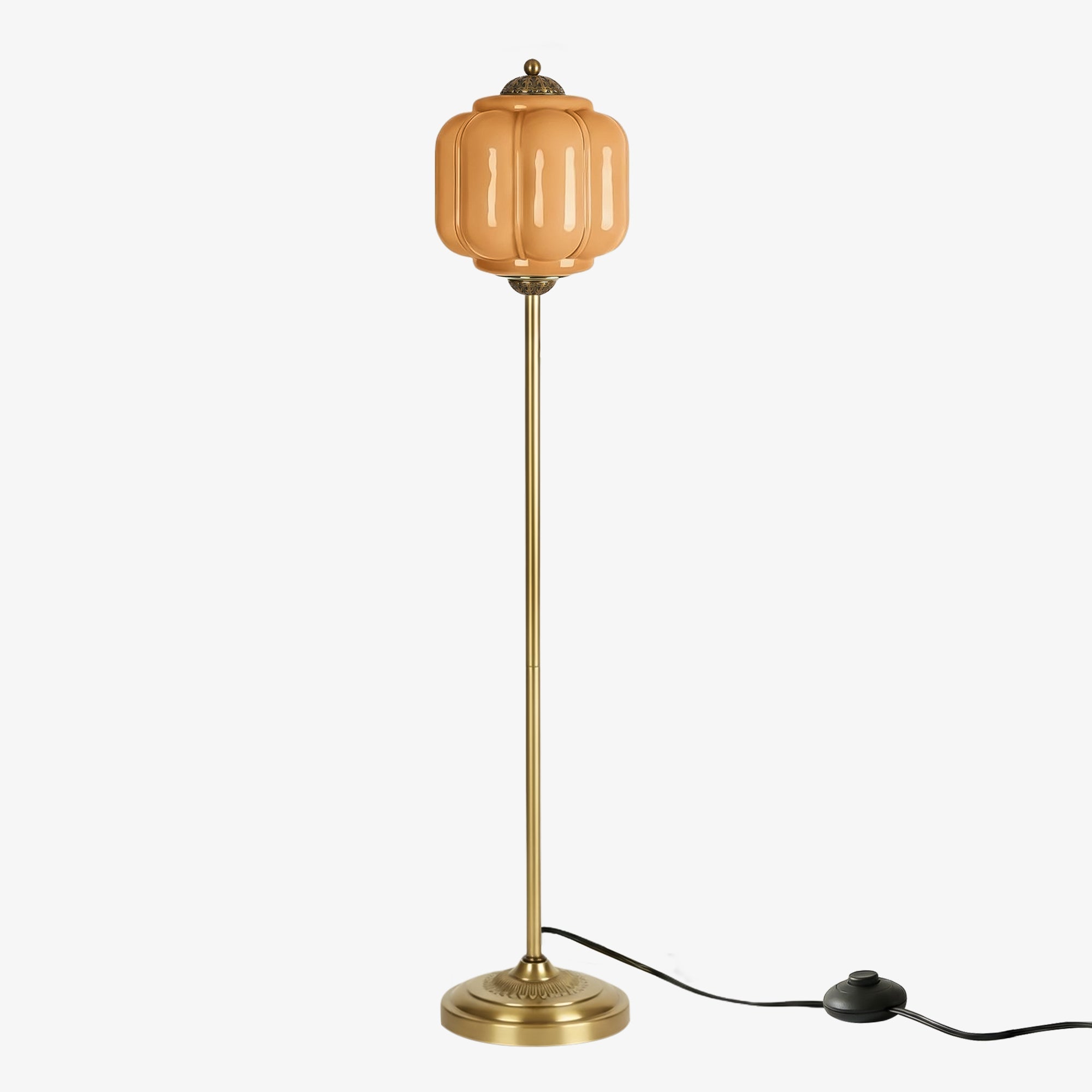Decorative Glass Pumpkin Floor Lamp Retro Organic Style Living Room Standing Lamp - Lamylie