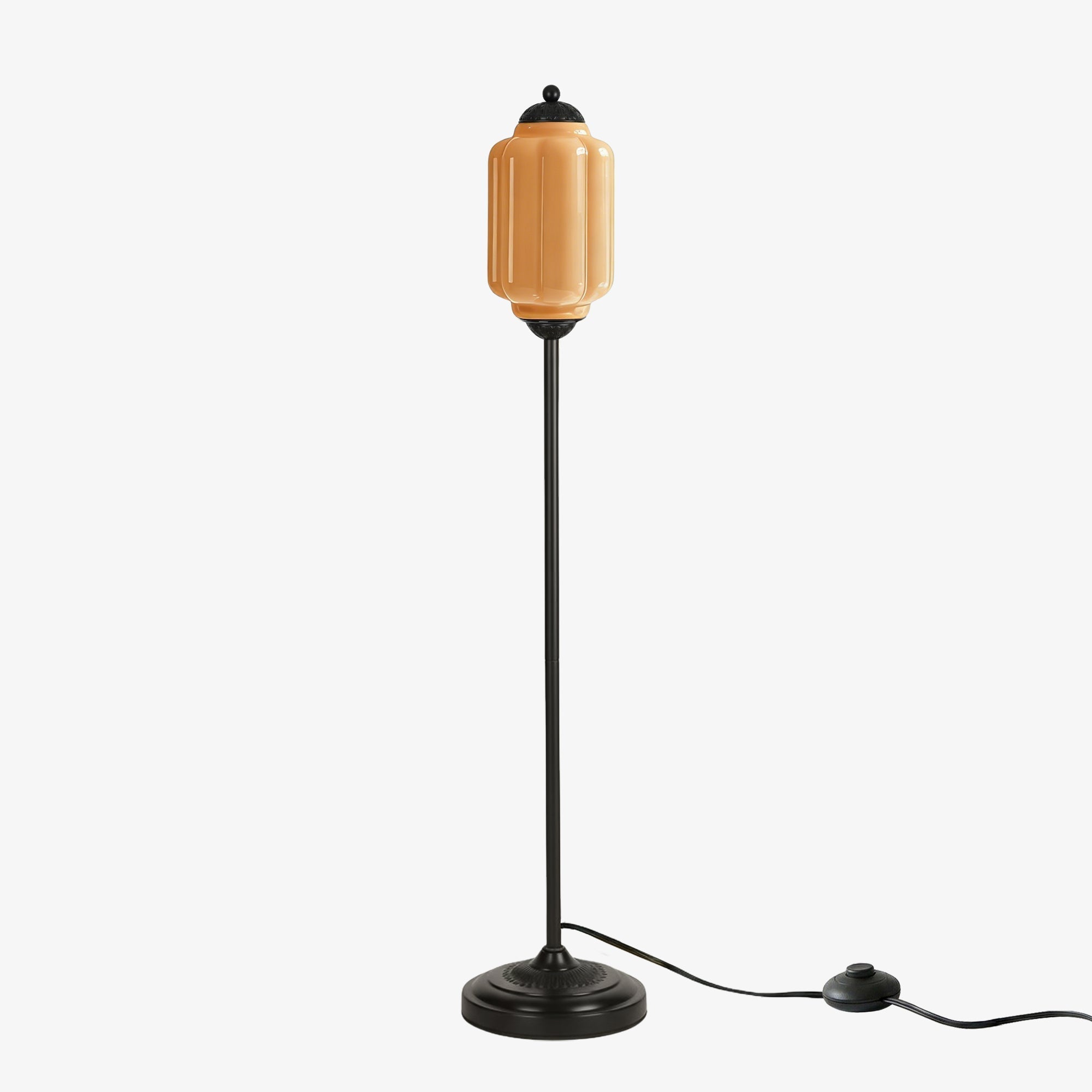 Decorative Glass Pumpkin Floor Lamp Retro Organic Style Living Room Standing Lamp - Lamylie