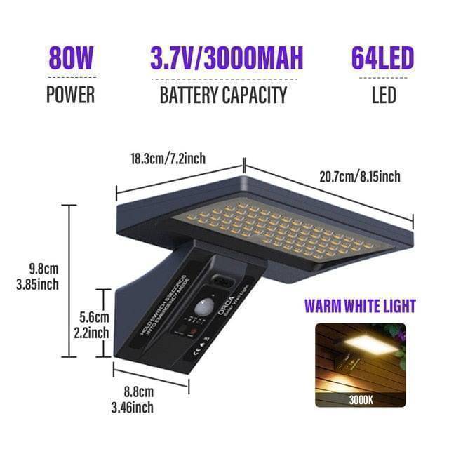 LED pouliční lampa se solárním napájením, voděodolná s krytím IP65 pro venkovní použití – Lamylie
