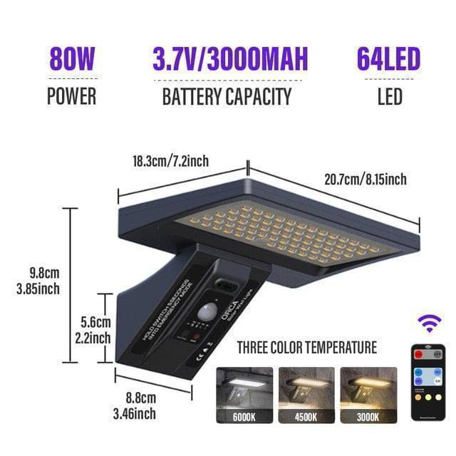 LED pouliční lampa se solárním napájením, voděodolná s krytím IP65 pro venkovní použití – Lamylie