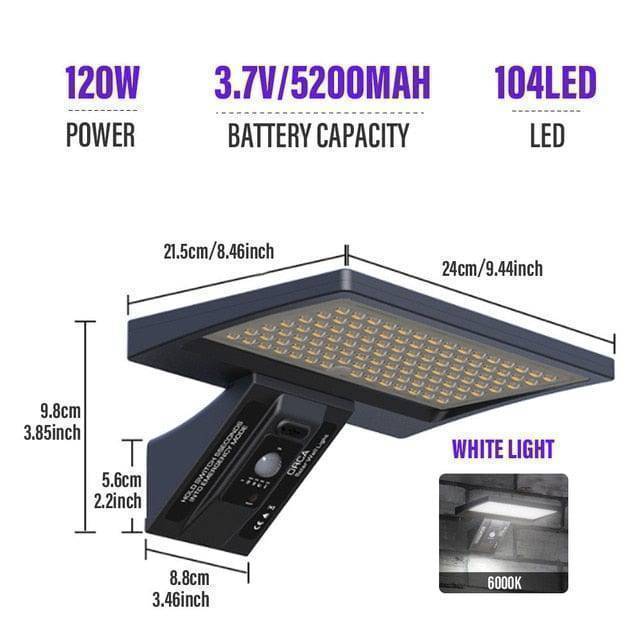 LED pouliční lampa se solárním napájením, voděodolná s krytím IP65 pro venkovní použití – Lamylie