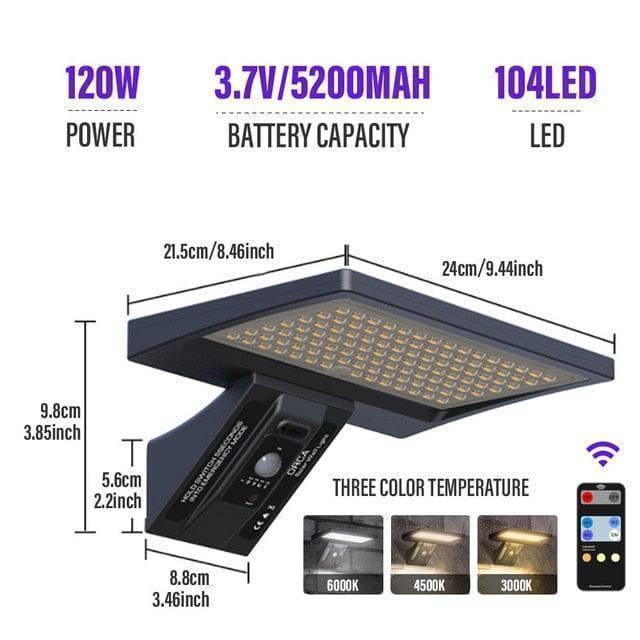 LED pouliční lampa se solárním napájením, voděodolná s krytím IP65 pro venkovní použití – Lamylie