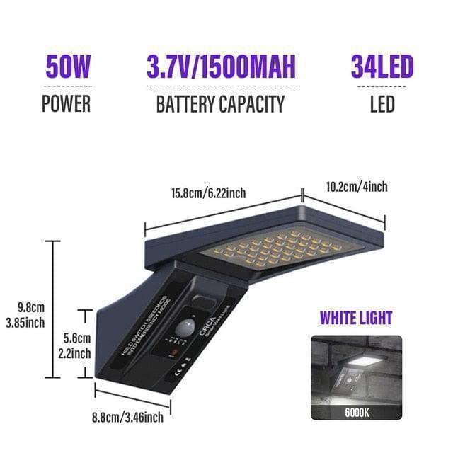 LED pouliční lampa se solárním napájením, voděodolná s krytím IP65 pro venkovní použití – Lamylie