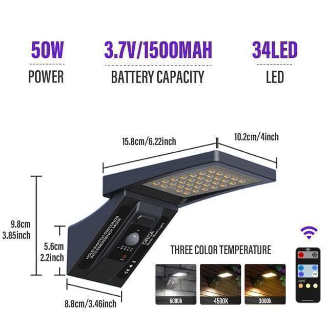 LED pouliční lampa se solárním napájením, voděodolná s krytím IP65 pro venkovní použití – Lamylie