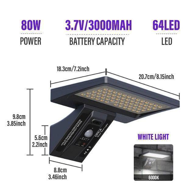 LED pouliční lampa se solárním napájením, voděodolná s krytím IP65 pro venkovní použití – Lamylie