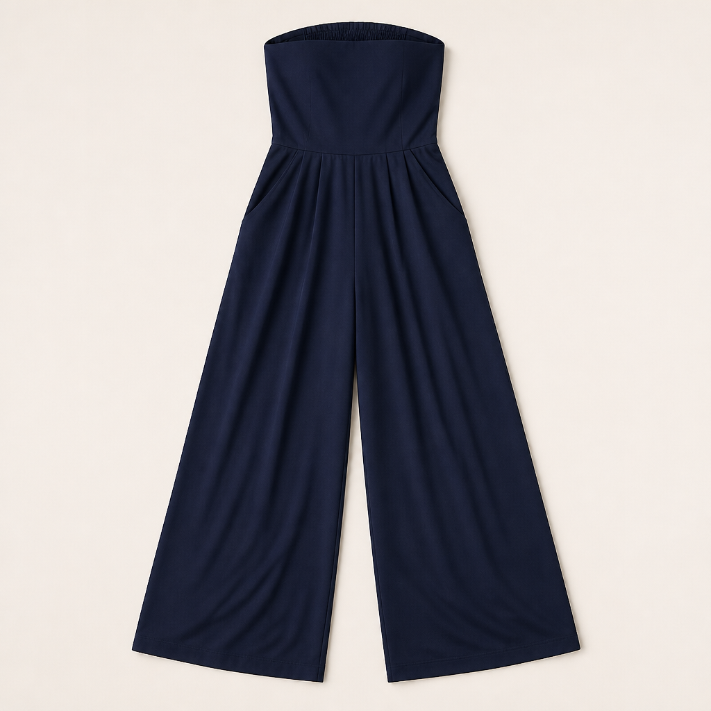 LuminaWear – Elegant Strapless Wide-Leg Jumpsuit with Smocked Back - Lamylie