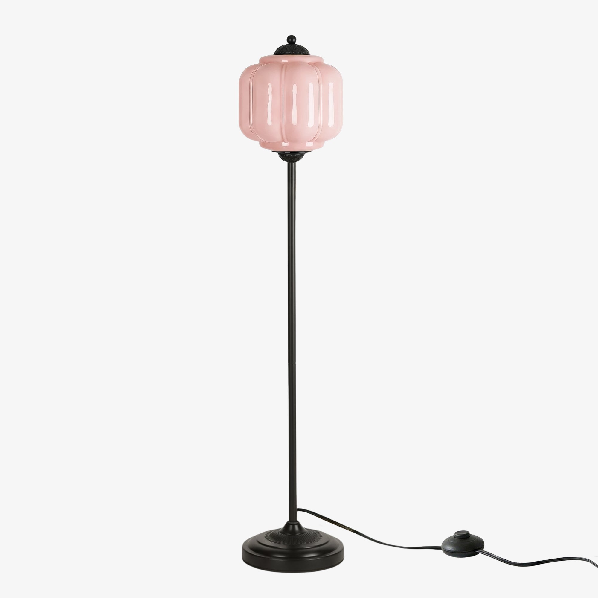 Decorative Glass Pumpkin Floor Lamp Retro Organic Style Living Room Standing Lamp - Lamylie