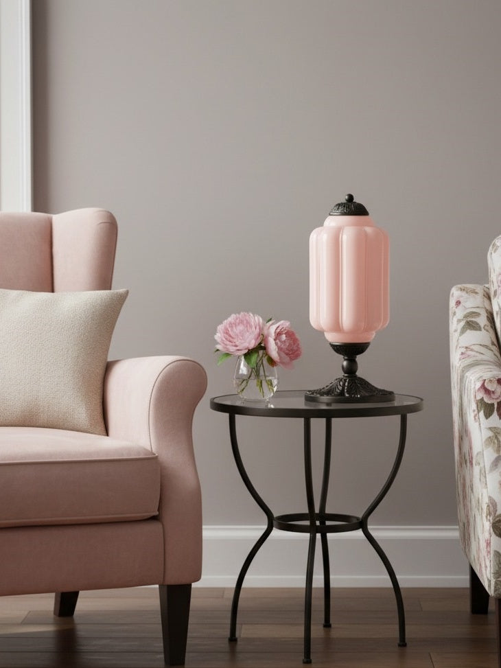 Vintage Glass Table Lamp with Brass or Black Finish - Lamylie