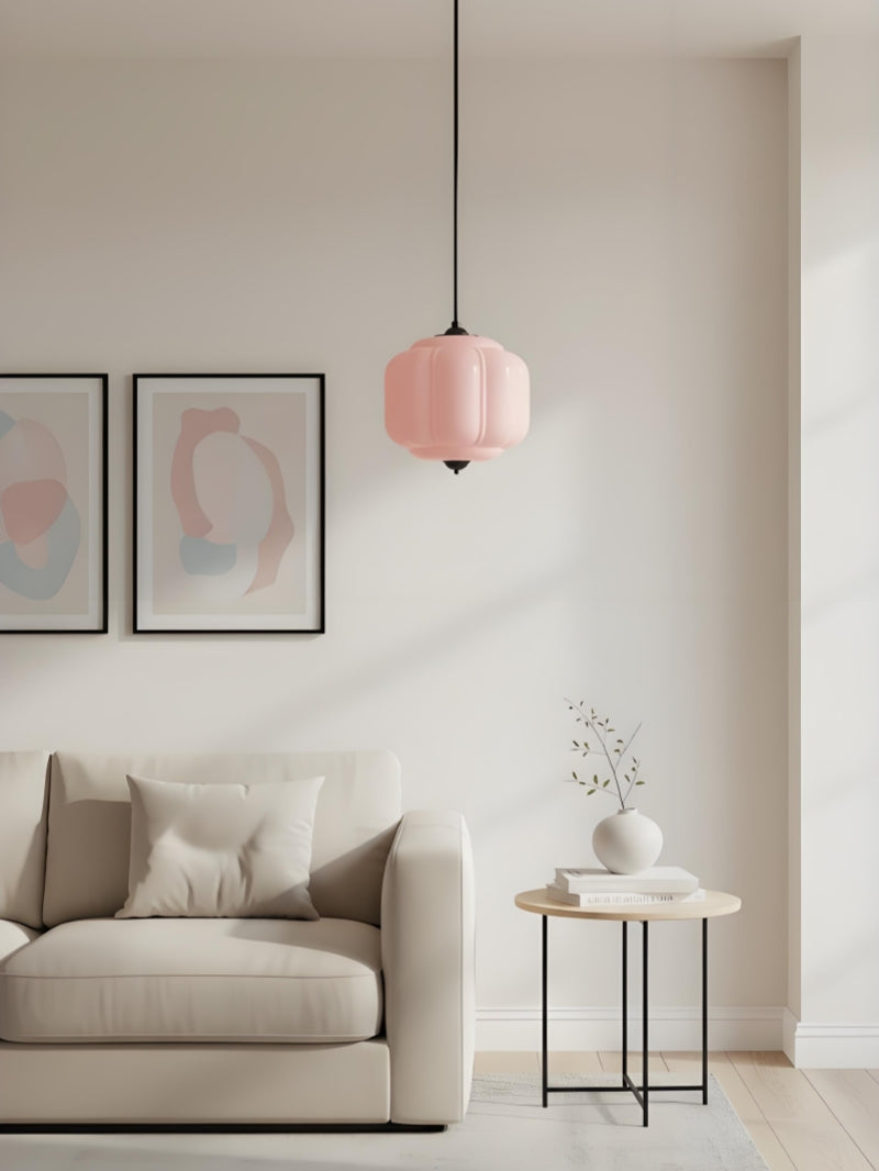 Vintage Chandelier with Cream-Colored Glass Shades | Retro-Style Pendant Lamp for Dining Room & Living Room - Lamylie