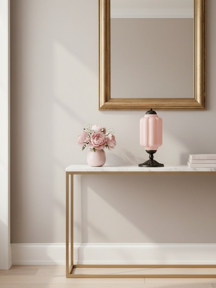 Vintage Glass Table Lamp with Brass or Black Finish - Lamylie