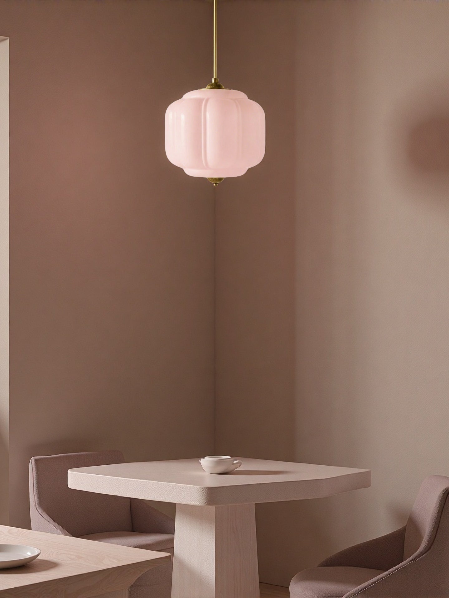 Vintage Chandelier with Cream-Colored Glass Shades | Retro-Style Pendant Lamp for Dining Room & Living Room - Lamylie