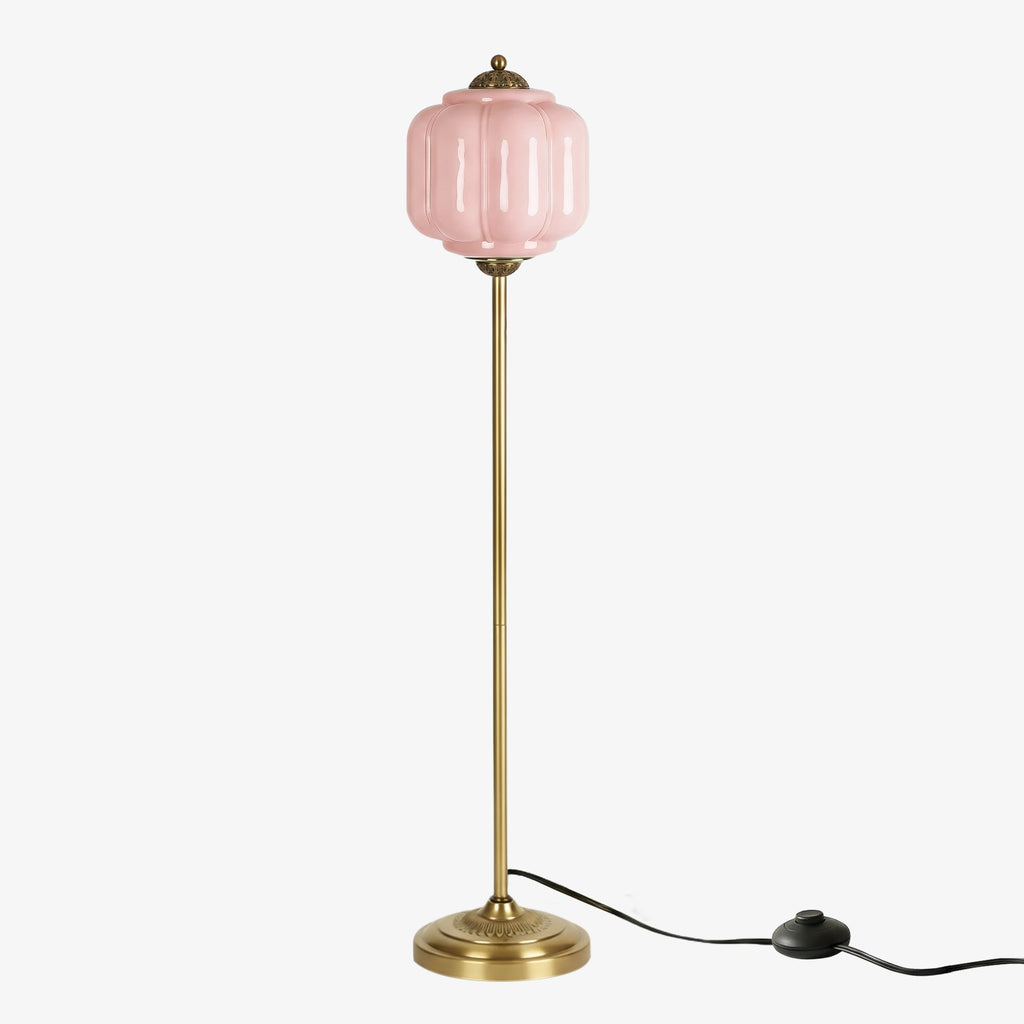 Decorative Glass Pumpkin Floor Lamp Retro Organic Style Living Room Standing Lamp - Lamylie