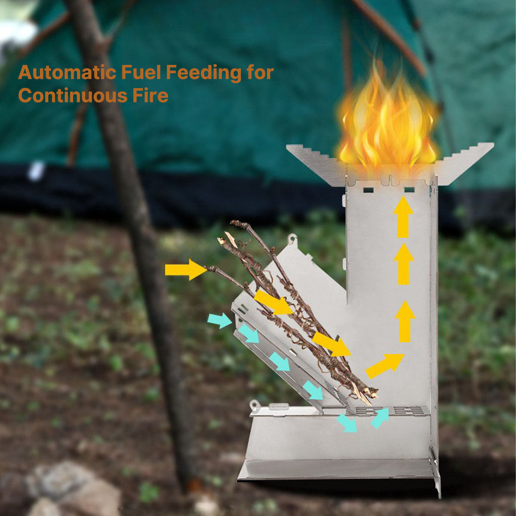 Effektiv vedeldad campingkamin - portabel raketdesign - Lamylie