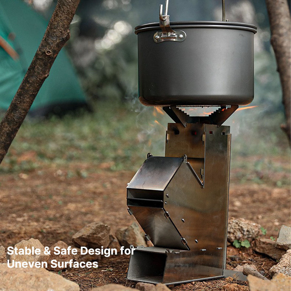 Effektiv vedeldad campingkamin - portabel raketdesign - Lamylie