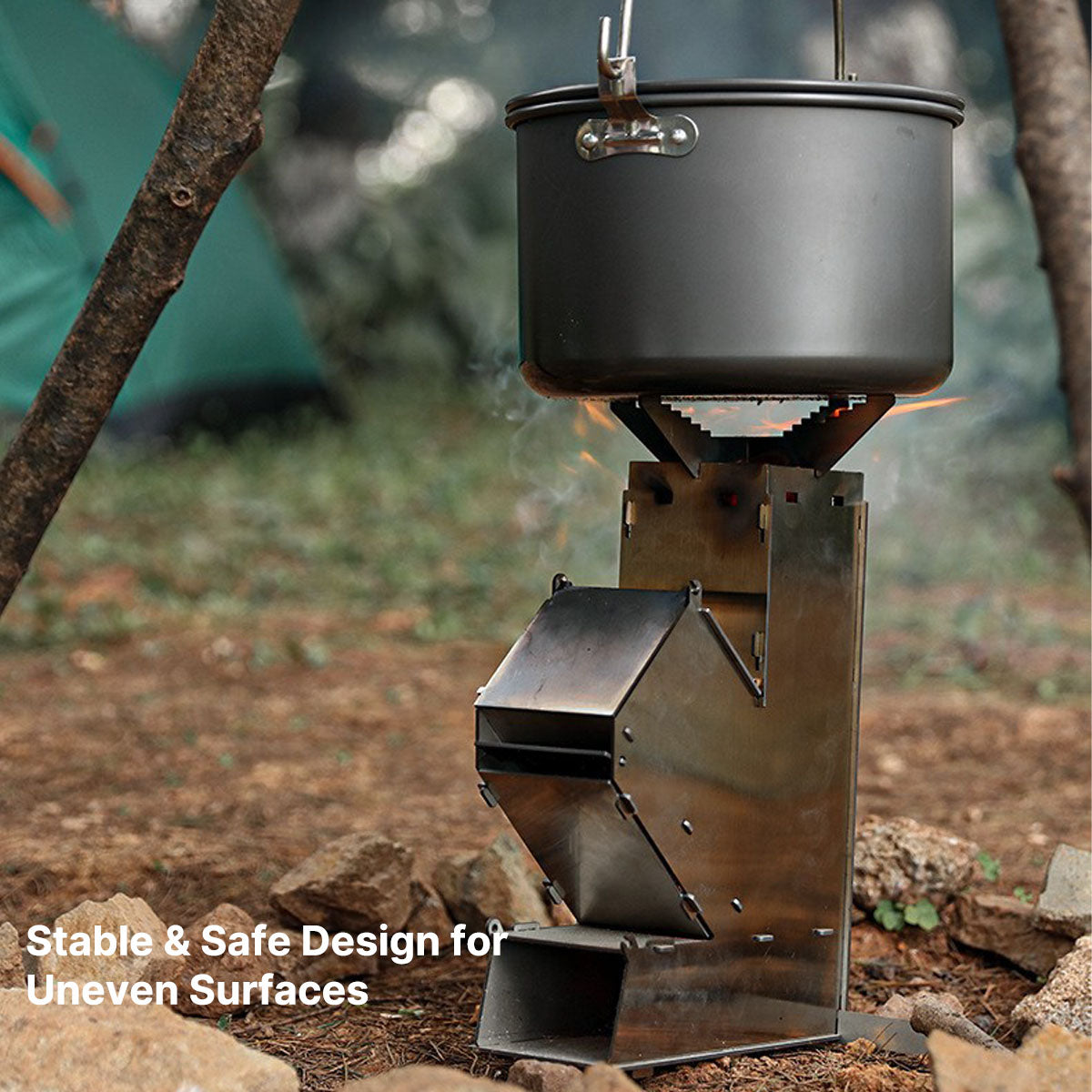 Effektiv vedeldad campingkamin - portabel raketdesign - Lamylie