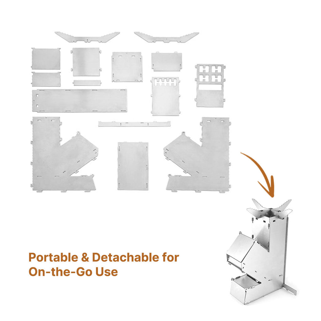 Effektiv vedeldad campingkamin - portabel raketdesign - Lamylie
