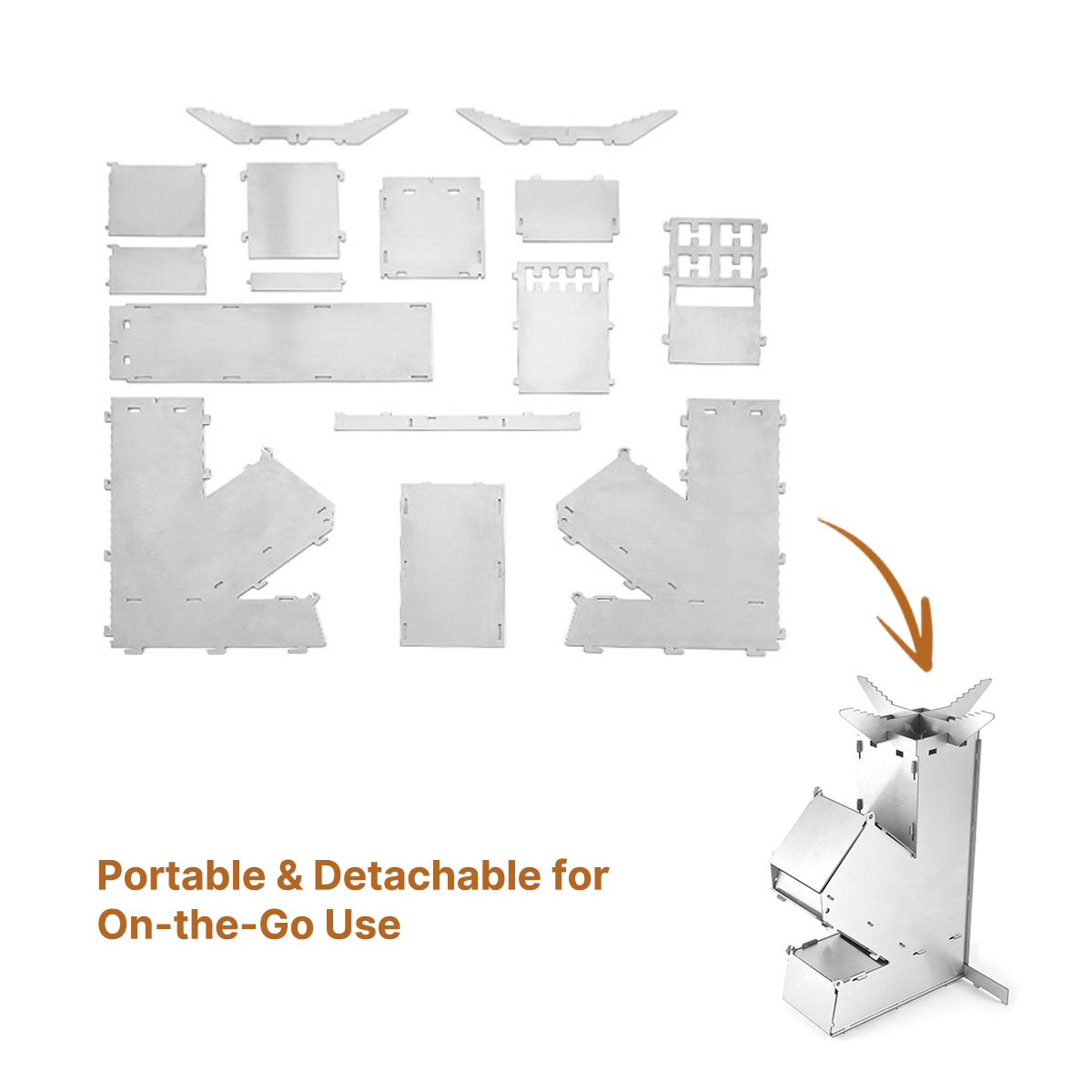 Effektiv vedeldad campingkamin - portabel raketdesign - Lamylie