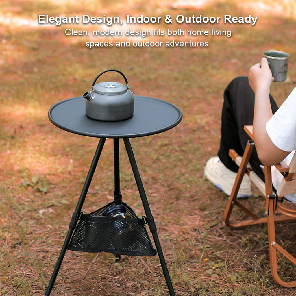 Runder Campingtisch mit Netzfach – tragbares Design - Lamylie