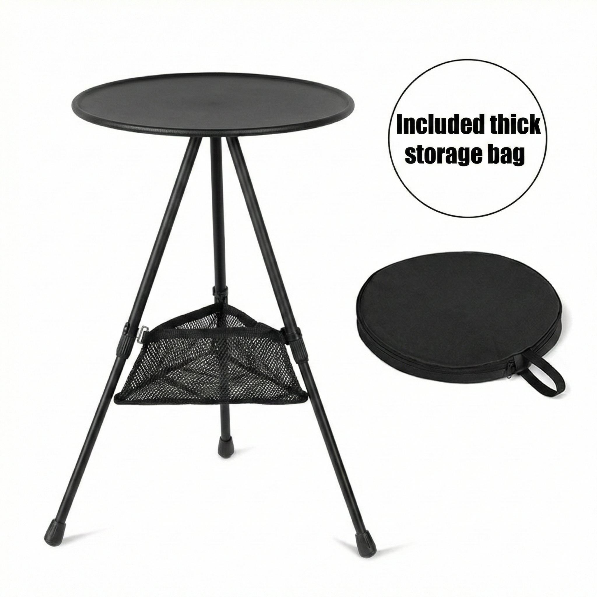 Runder Campingtisch mit Netzfach – tragbares Design - Lamylie