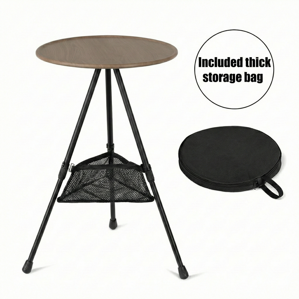 Runder Campingtisch mit Netzfach – tragbares Design - Lamylie