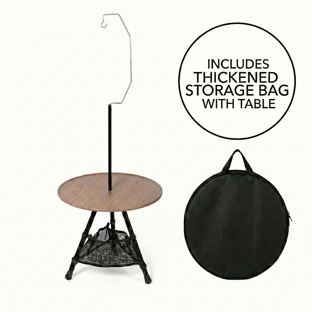 Runder Campingtisch mit Netzfach – tragbares Design - Lamylie