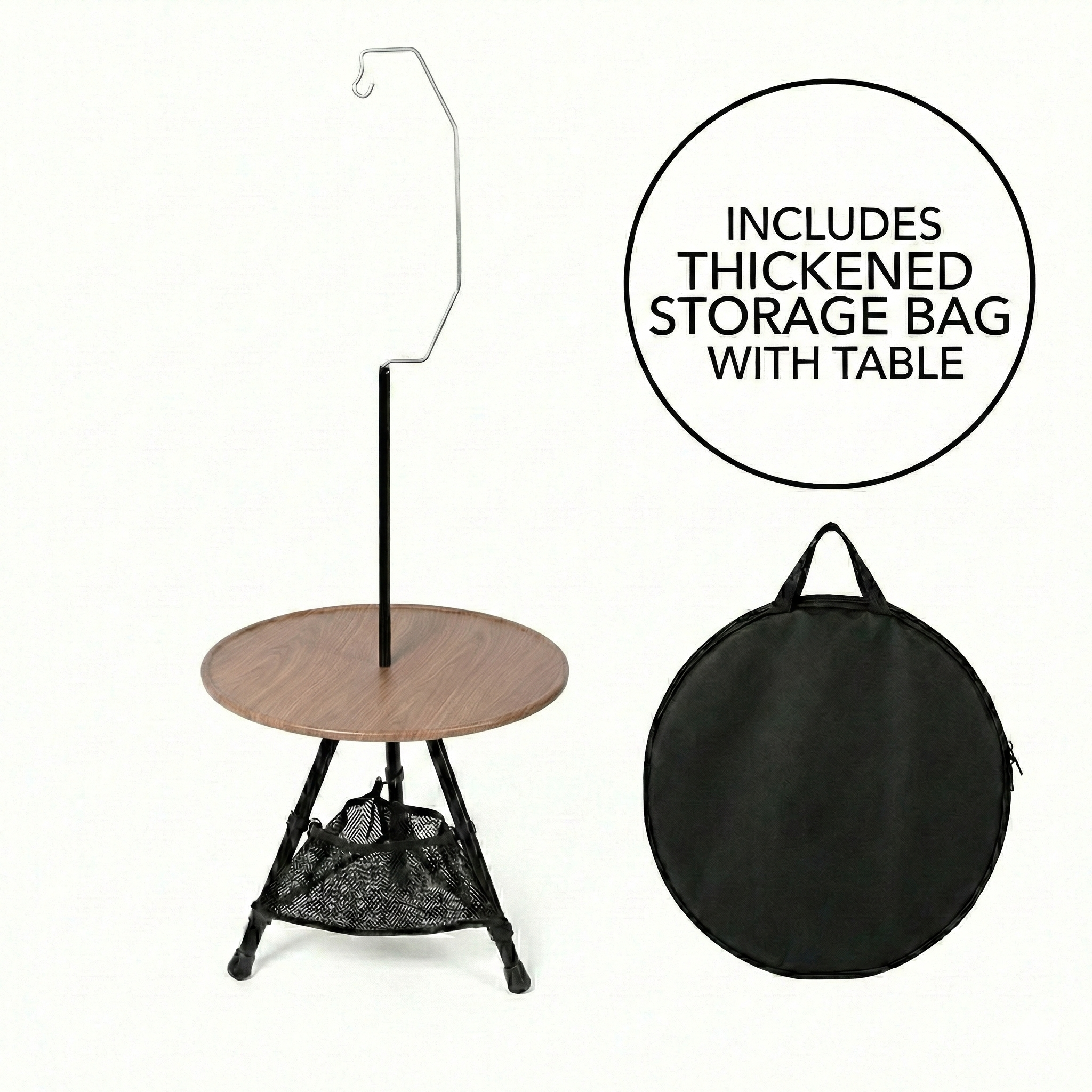 Runder Campingtisch mit Netzfach – tragbares Design - Lamylie