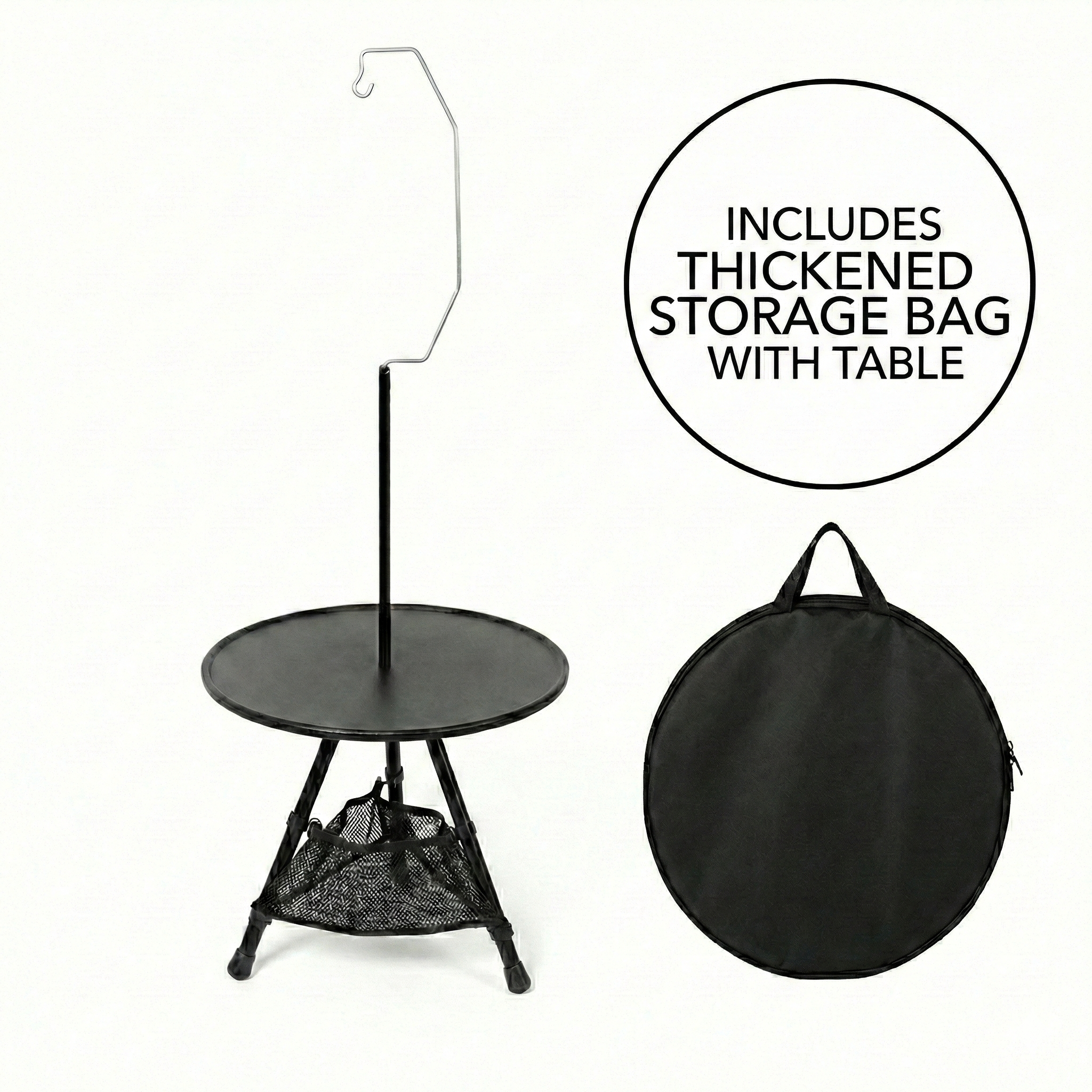 Runder Campingtisch mit Netzfach – tragbares Design - Lamylie