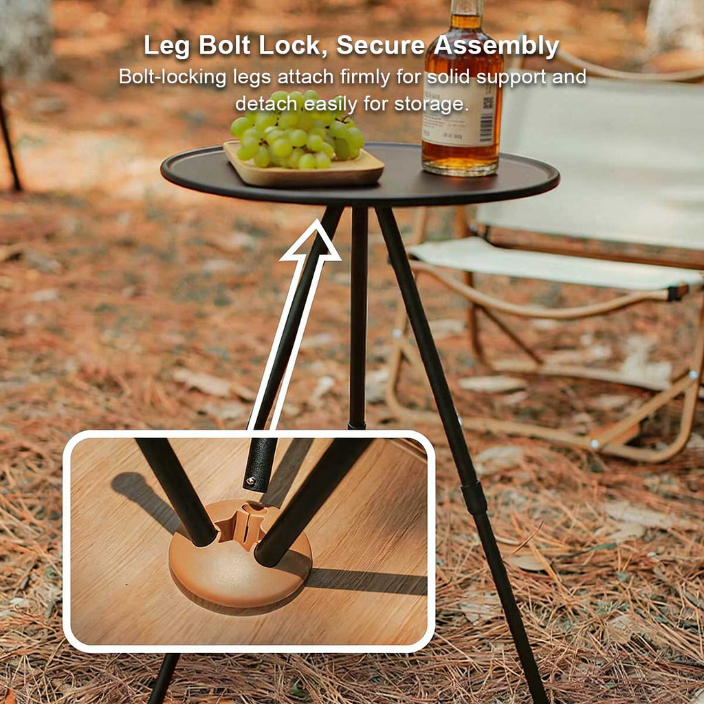 Runder Campingtisch mit Netzfach – tragbares Design - Lamylie