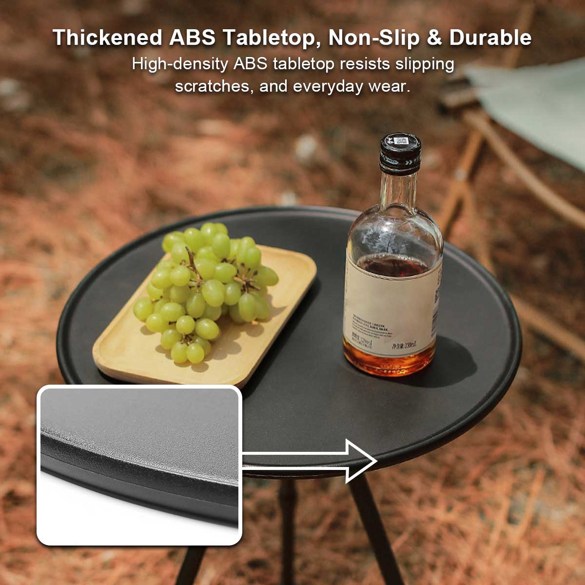 Runder Campingtisch mit Netzfach – tragbares Design - Lamylie