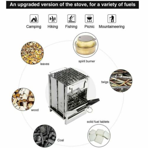 Hornillo de leña para camping - Diseño portátil de acero inoxidable - Lamylie