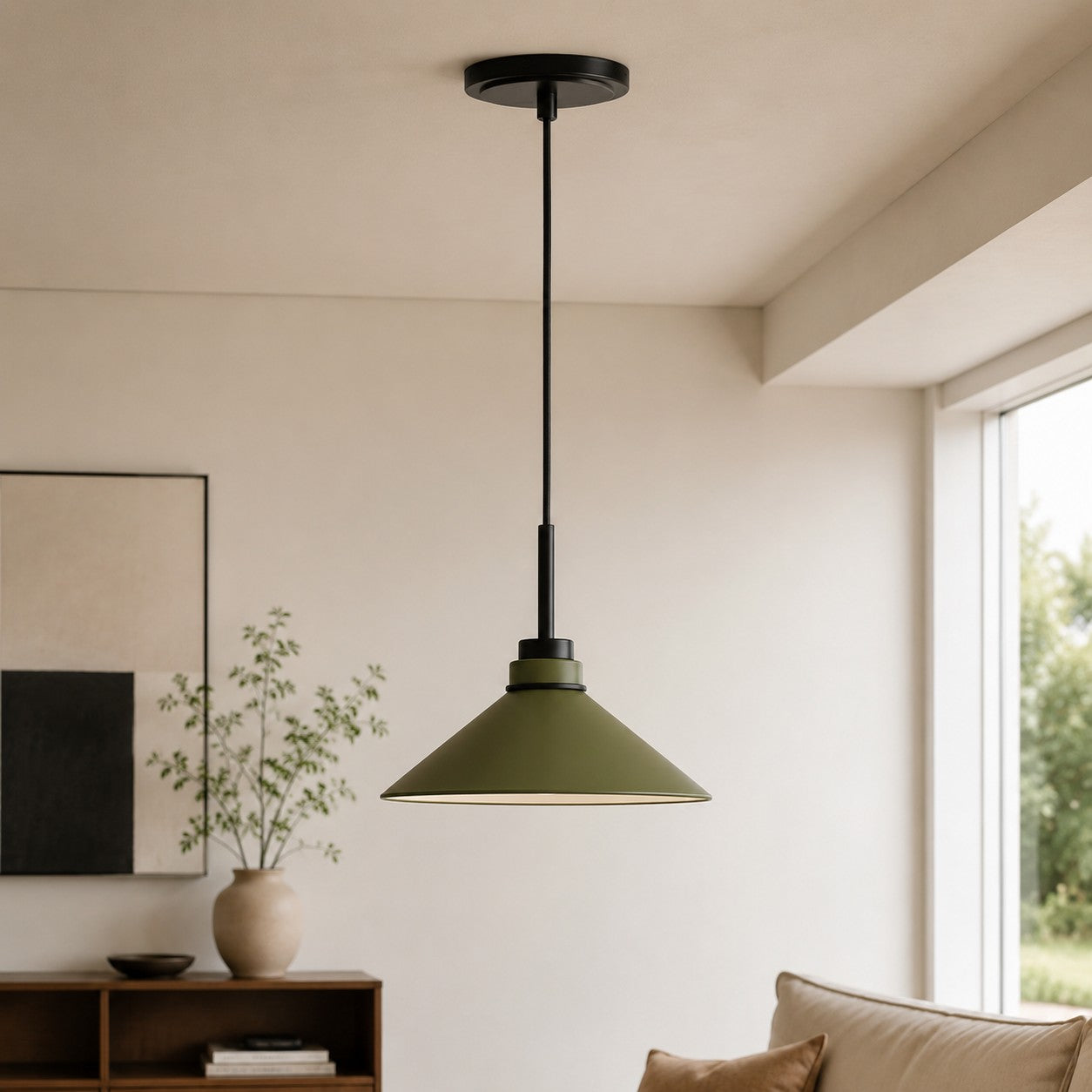 Cone-Shaped Pendant Lamp in Country Style - Dimmable - For Kitchen and Hall - Scandinavian Inspired - Modern Farmhouse Lighting - Lamylie