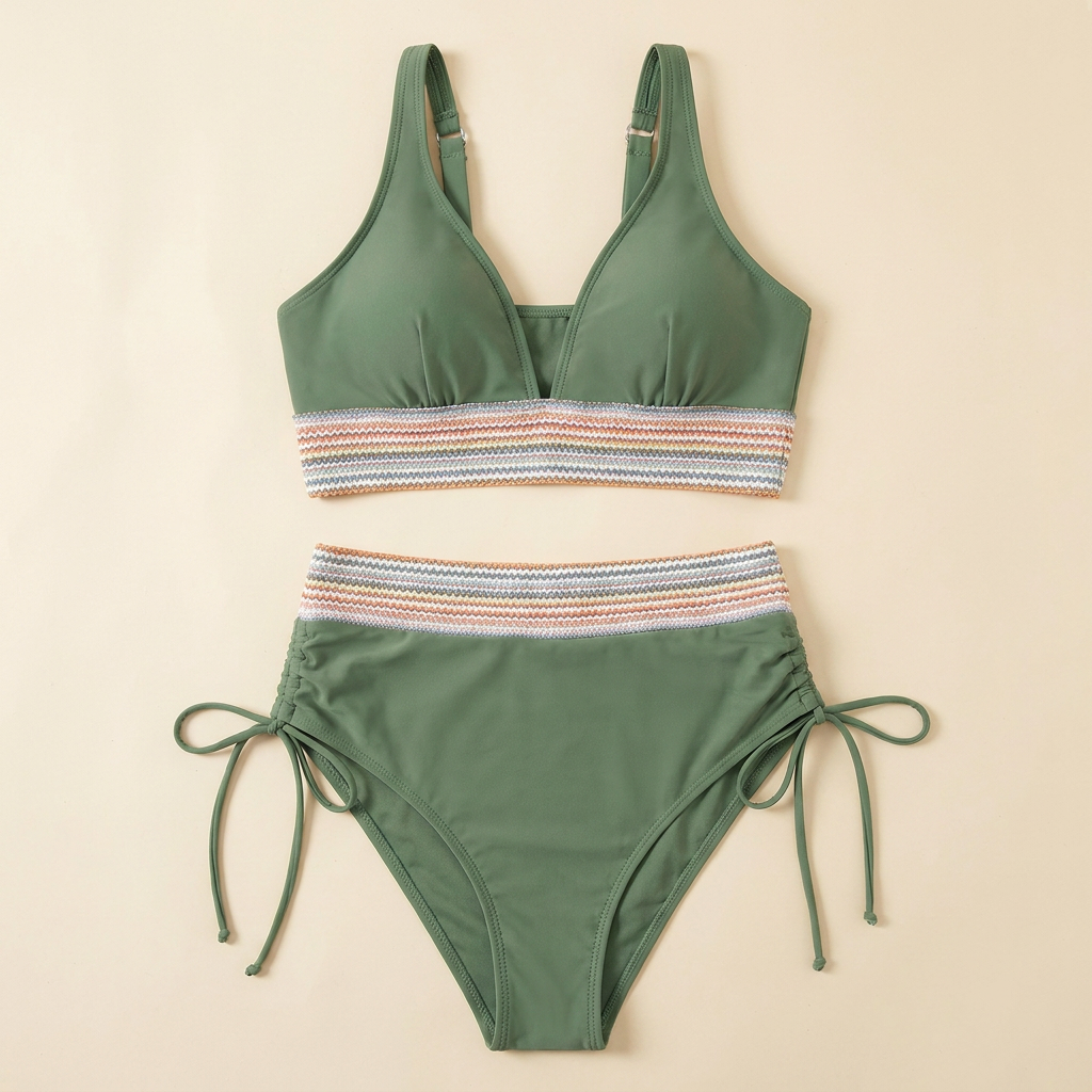 Mirabella – Bikini sculptant ventre taille haute avec fronces et liens de serrage latéraux – Lamylie