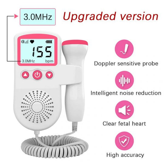 Monitor Doppler fetale portatile per donne in gravidanza | Ascolta il battito cardiaco del bambino a casa | Monitoraggio prenatale sicuro - Lamylie