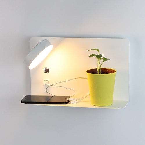 Verstellbare LED-Wandlampe für das Bett mit USB-Ladeanschluss - Lamylie