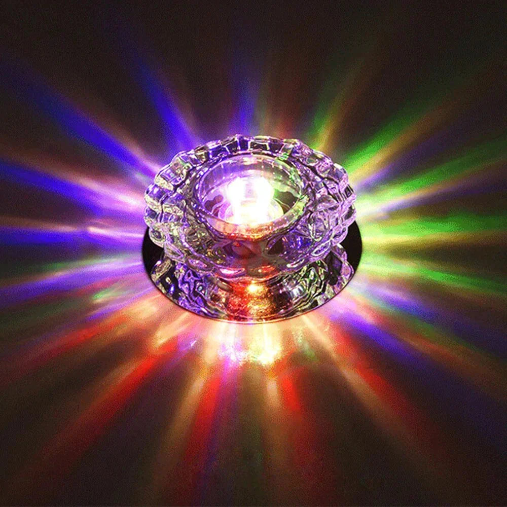 Modern Crystal Ceiling Lamp LED Stainless Steel Base Surface Lighting Living Room Hallway - Lamylie