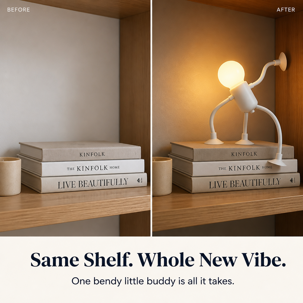 LumaEase — Pose a Warm-Glow Lamp Buddy Onto Any Shelf, Desk or Bedside - Lamylie