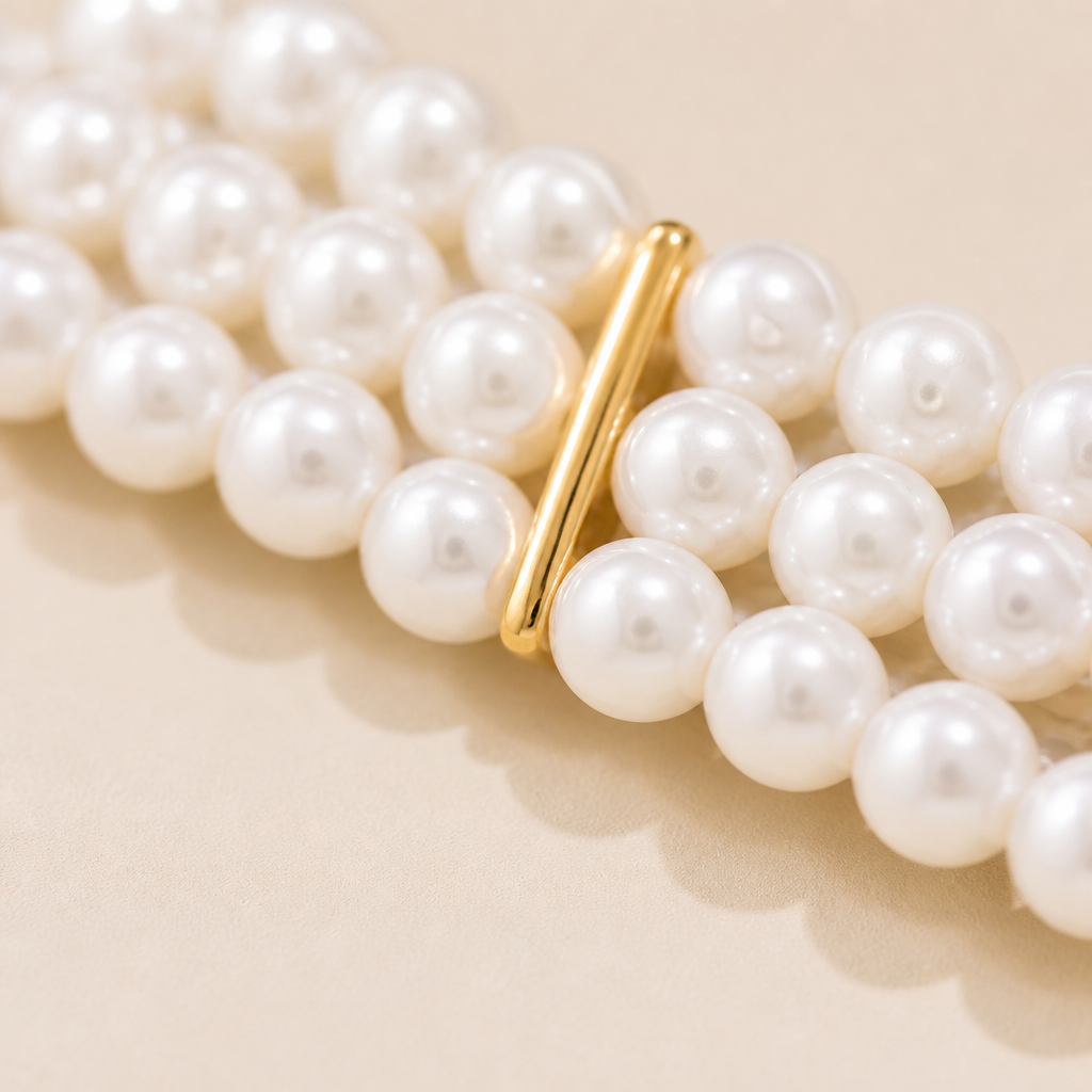 LumaLuxe – Romantic Triple-Strand Pearl Choker with Gold Heart Pendant - Lamylie