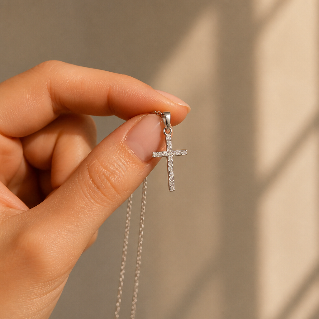 LustreRise – Sparkling Pavé Zircon Cross Pendant Necklace - Lamylie