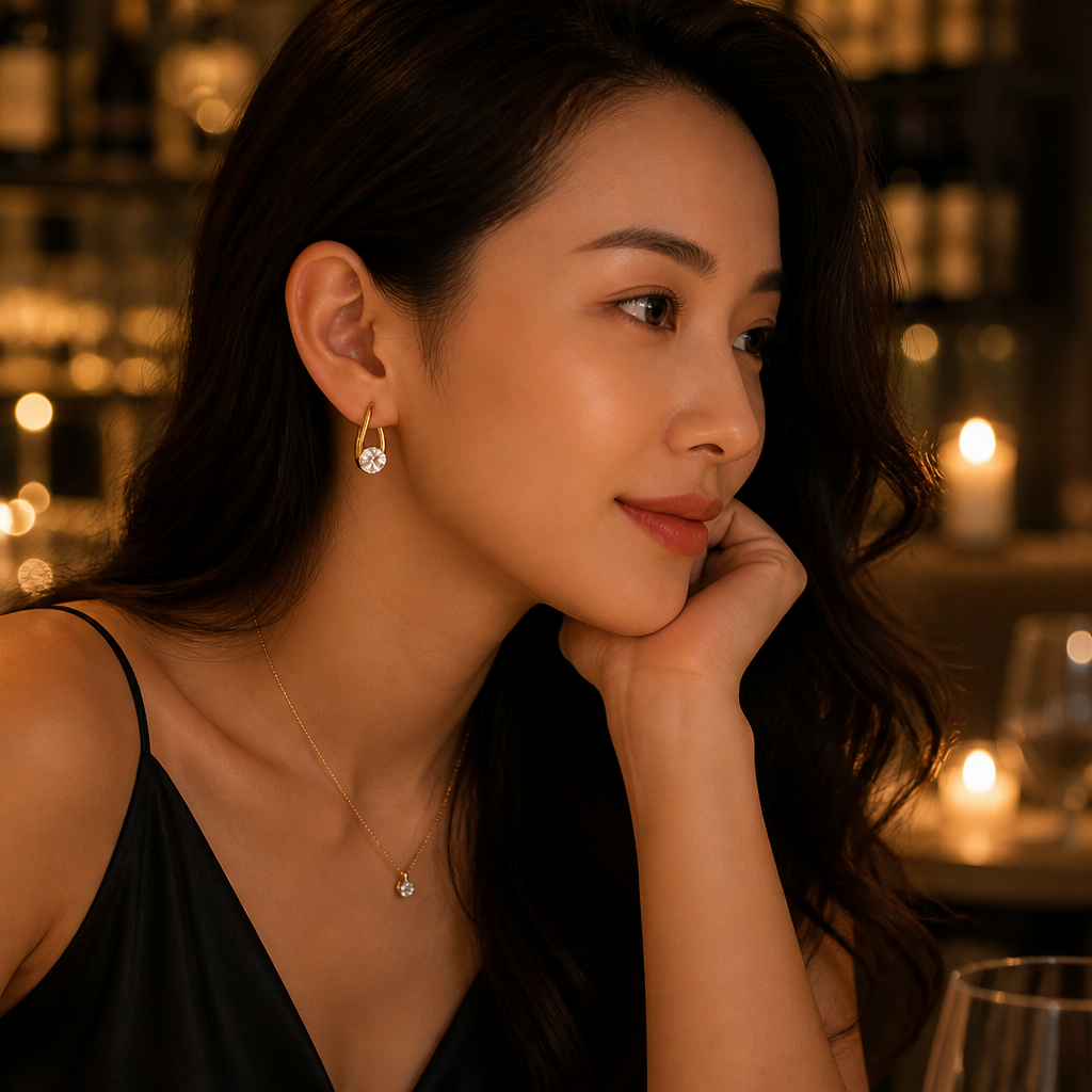 LuxeLume – Delicate Teardrop Hoop Earrings with Zirconia Stone - Lamylie